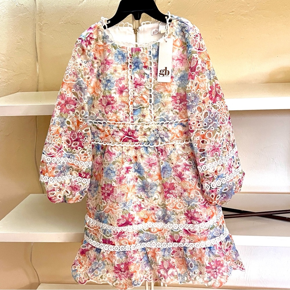 NWT,GB Girls,Stunning Floral Embroidered Dress, OUT OF STOCK ON-LINE, Size 6 - Picture 2 of 8